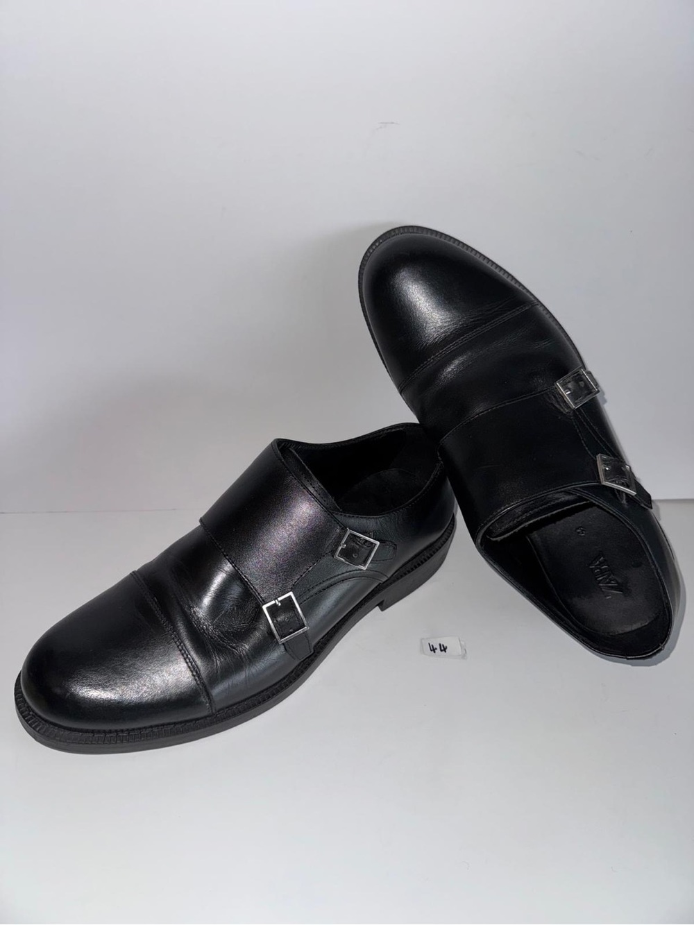 Black Double Monk Strap Men's Dress Shoes